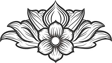 425x240 Black And White Elegant Hawaiian Lotus Flower Drawing