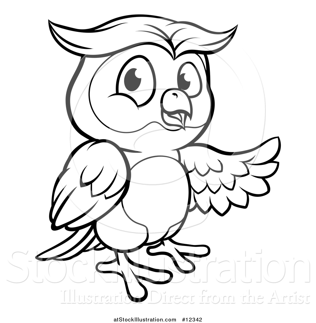 1024x1044 Vector Illustration Of A Black And White Owl Mascot Presenting