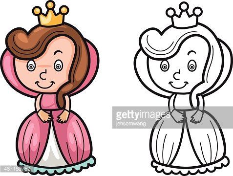 477x360 Colorful And Black And White Queen For Coloring Book Premium