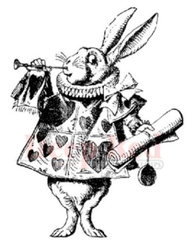 385x480 Deep Red Rubber Cling Stamp White Rabbit From Alice In Wonderland