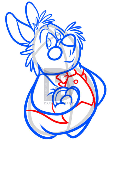 491x720 How To Draw Rabbit From Alice In Wonderland, Step