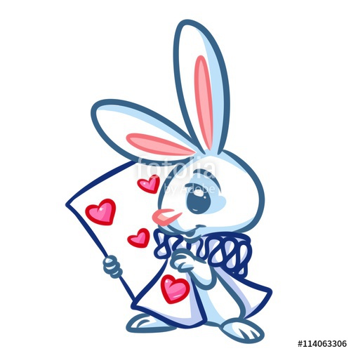 500x500 White Rabbit Alice Wonderland Map Worms Cartoon Illustration