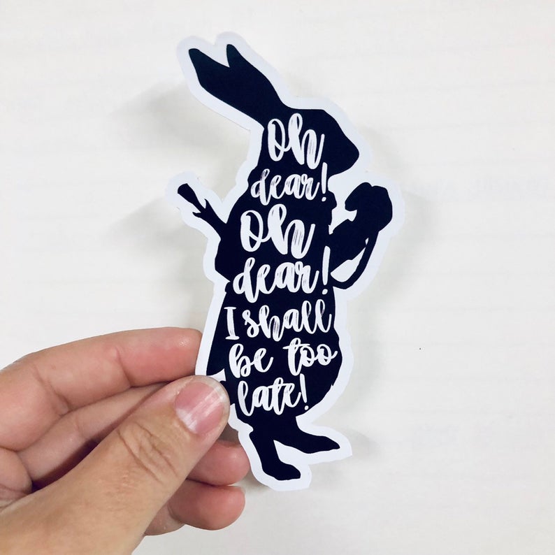 794x794 White Rabbit Alice In Wonderland Vinyl Sticker Etsy