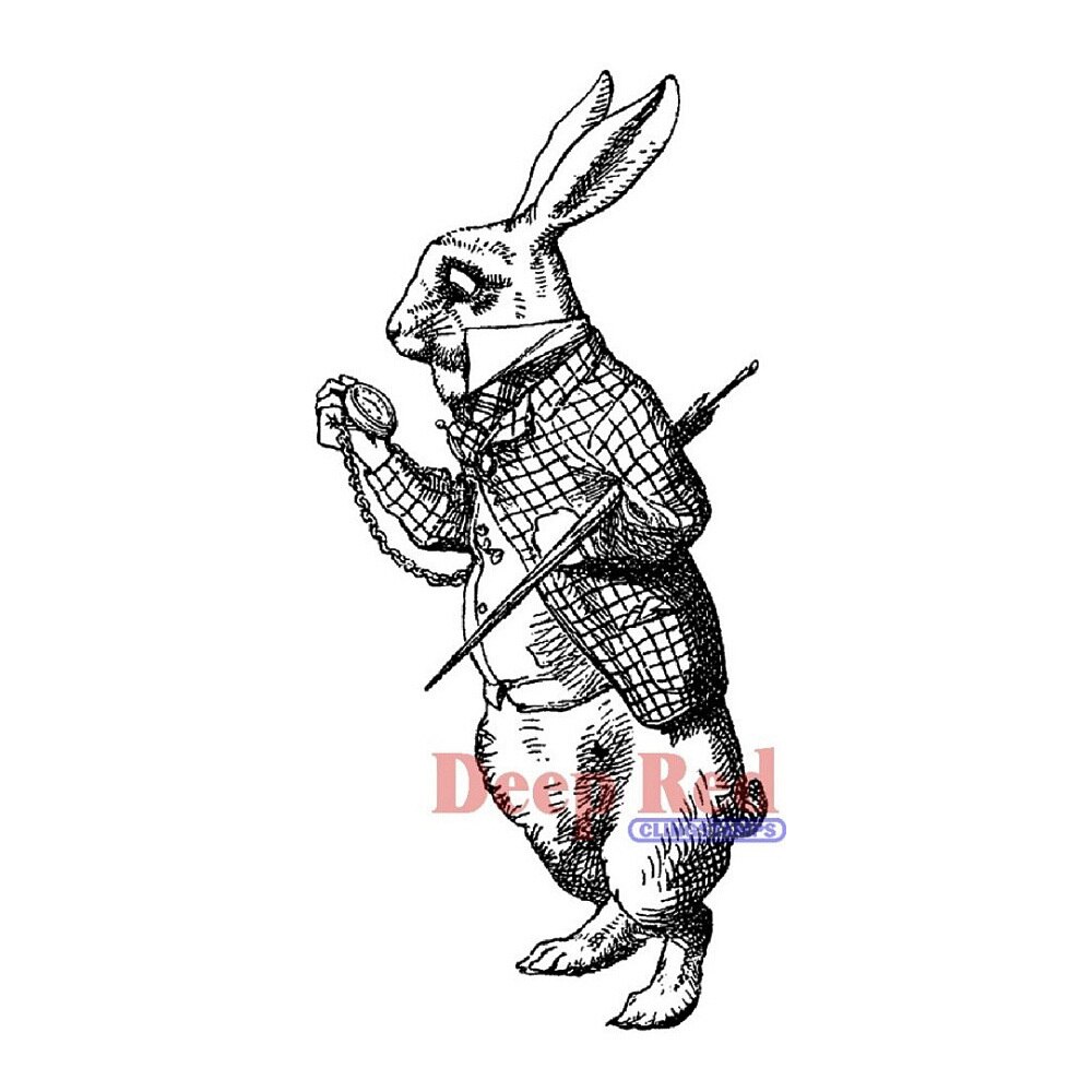 1000x1000 White Rabbit Late Rubber Cling Stamp