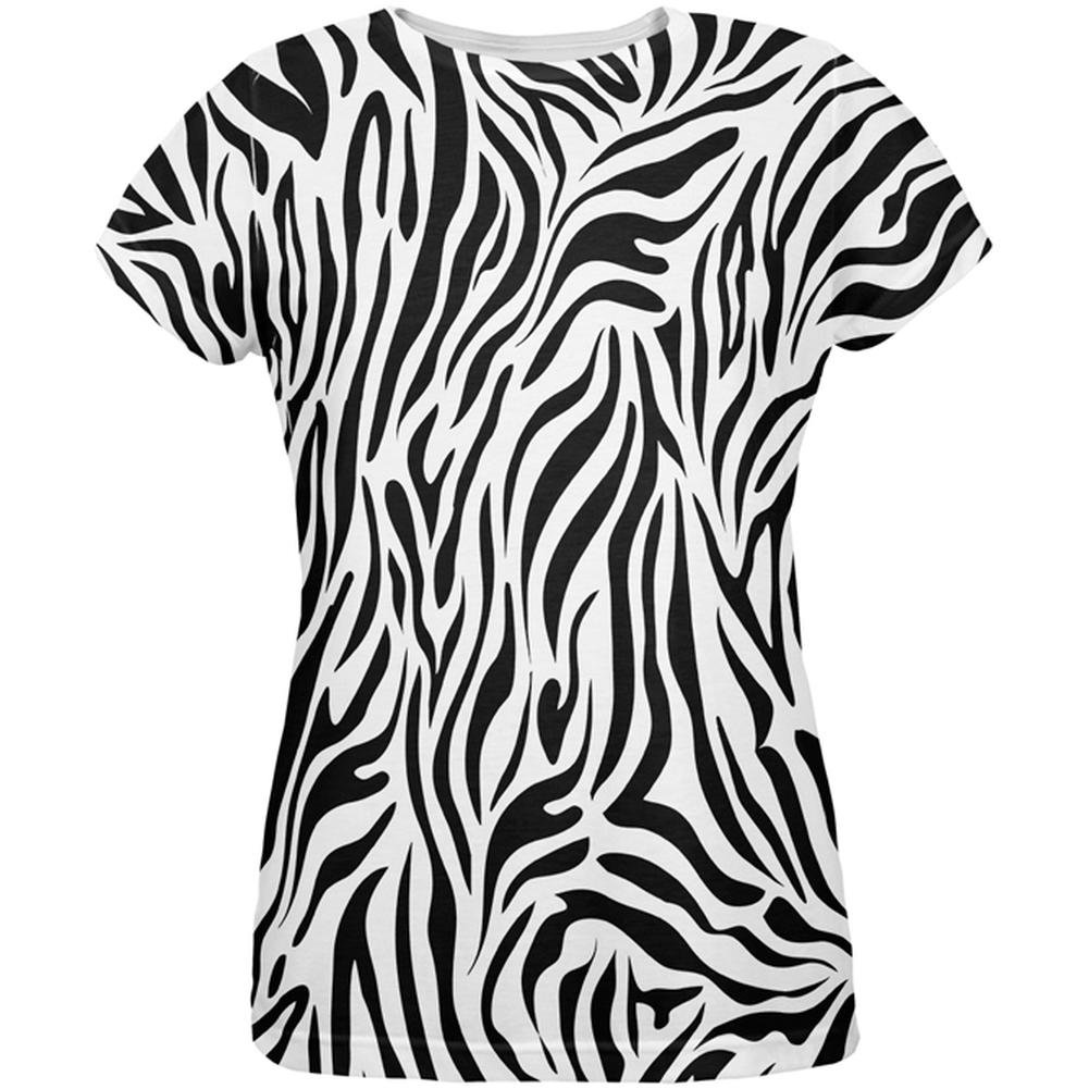 1001x1001 Zebra Print White All Over Womens T Shirt Clothing