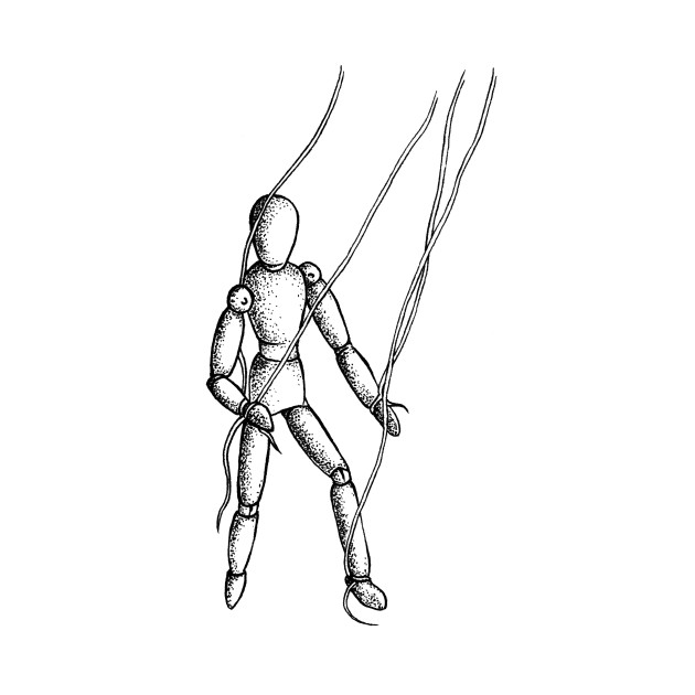 630x630 Black And White Ink Drawing Of A Puppet Doll