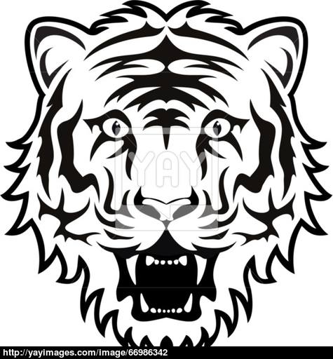 475x512 Vector Stylized Black And White Tiger Face Vector