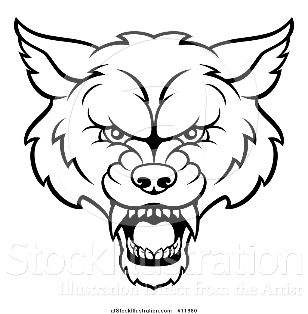 1024x1044 Vector Illustration Of A Black And White Wolf Mascot Head