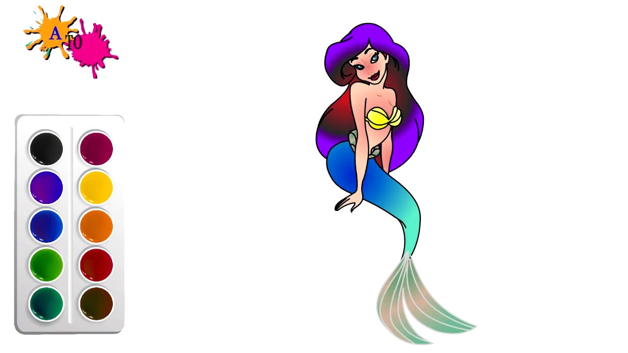1280x720 Kids Drawing Learning Mermaid Whiteboard Animation