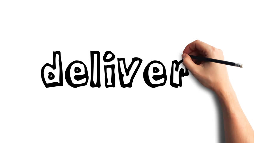 852x480 Whiteboard Stop Motion Style Animation Hand Drawing Word Delivery