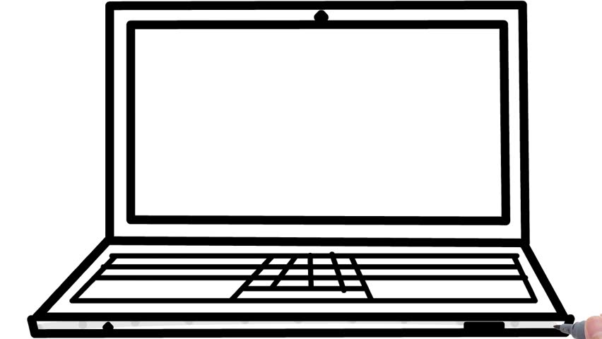 852x480 Man Sketching Laptop On Whiteboard Stock Footage Video