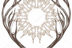 236x157 Deer Drawing Easy With Flowers Antler Line Whitetail Dream Catcher