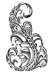 214x300 Red Ink Jester Tattoo Design