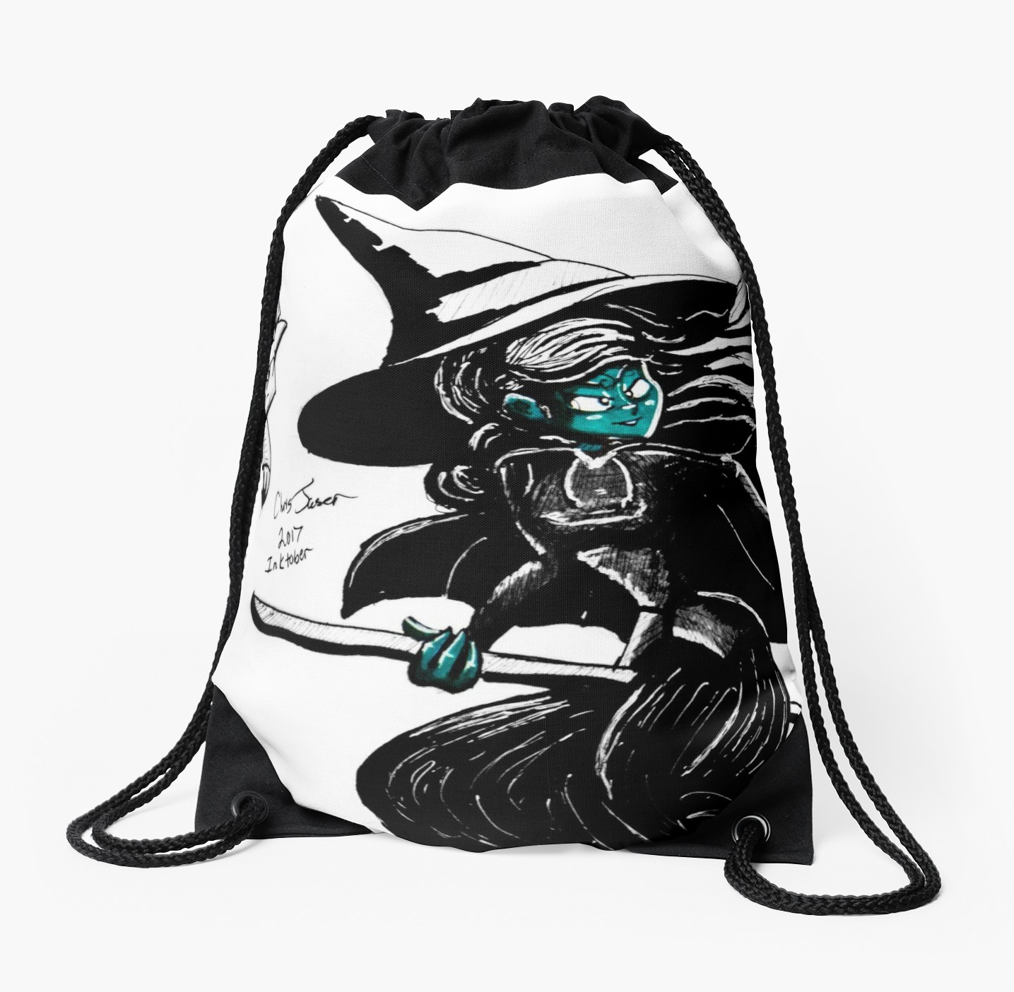 1435x1404 Inktober Wicked Witch Drawstring Bags