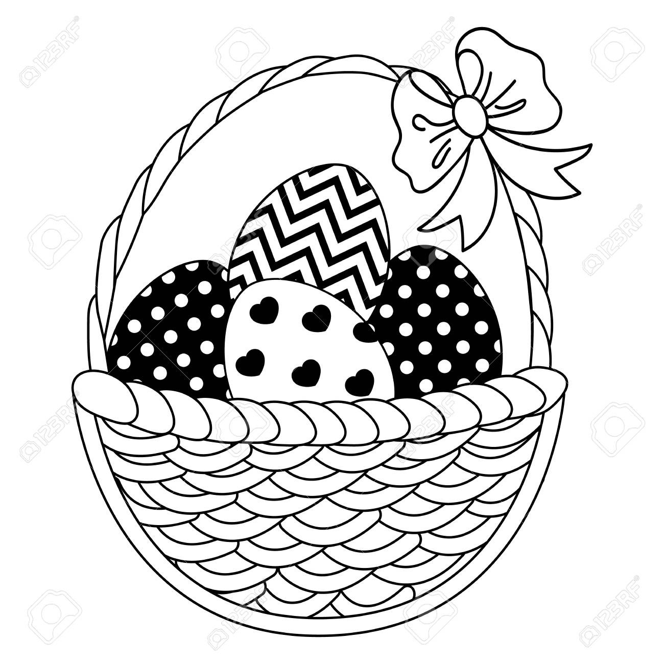 1300x1300 In Clipart Of Egg Black And White Vector Wicker Basket