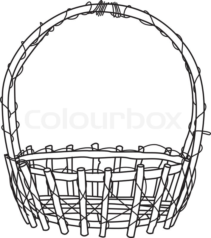 708x800 Wicker Basket Outline Vector Stock Vector Colourbox