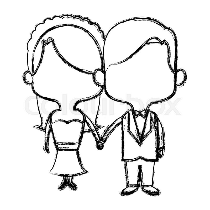 800x800 Cute Couple Husband Wife In Wedding Stock Vector Colourbox
