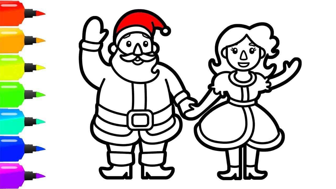 1280x720 How To Draw Santa Claus With His Wife For Christmas