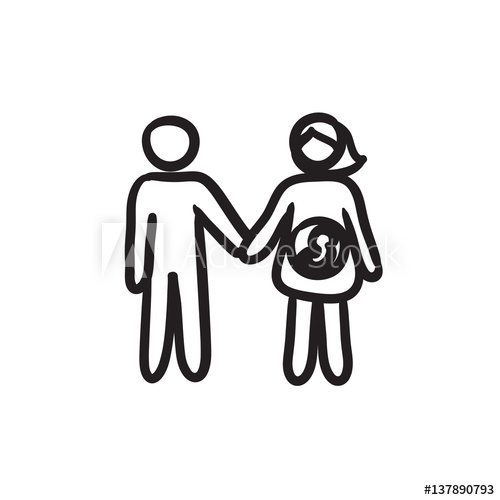 500x500 Husband With Pregnant Wife Sketch Icon