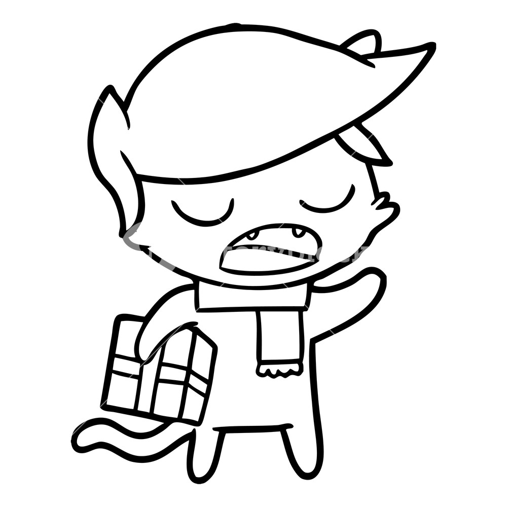 1000x1000 Talking Cat Cartoon With Wig And Gift Royalty Free Stock Image