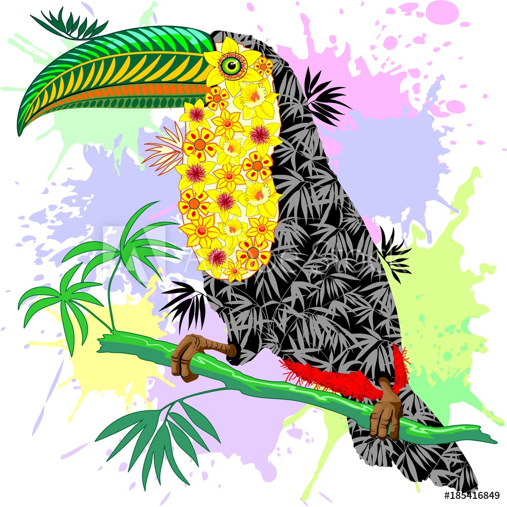 1000x1000 Garden Poster Toucan Floral Pattern Wild Bird From Amazon