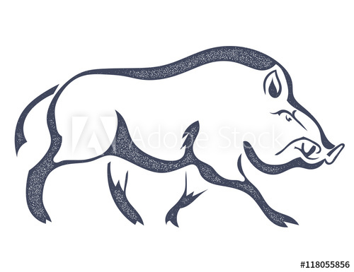 500x385 Sketch Grunge Black Wild Boar In The Profile Stock Vector Illus