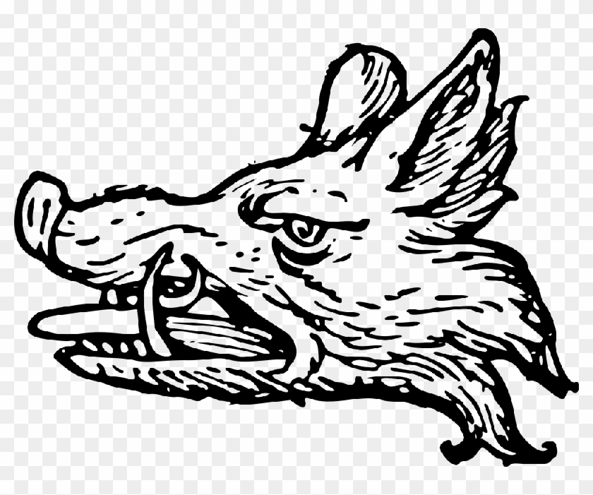 840x701 Dire Black Line Wild Pig Head In Profile Tattoo Design
