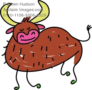 300x294 A Whimsical Bull Drawing Clipart Image