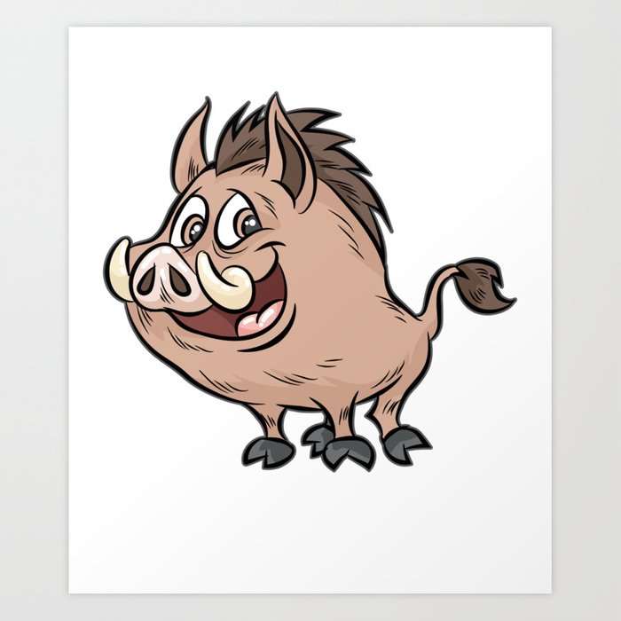 700x700 happy wild boar wart hog comic art print