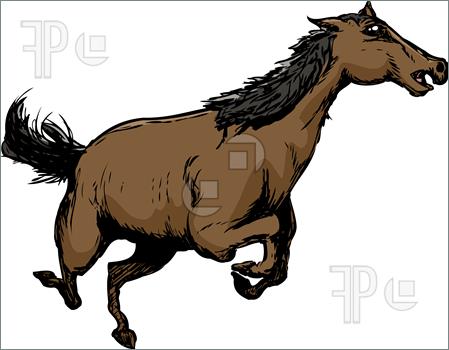 449x350 Wild Brown Horse Running Illustration