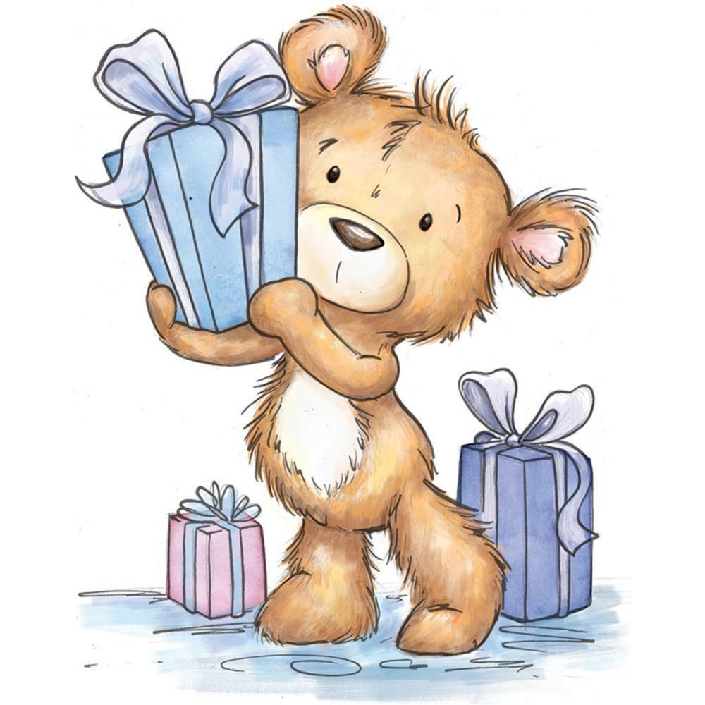 1000x1000 Bear Milton With Gifts Clear Unmounted Rubber Stamp Wild Rose