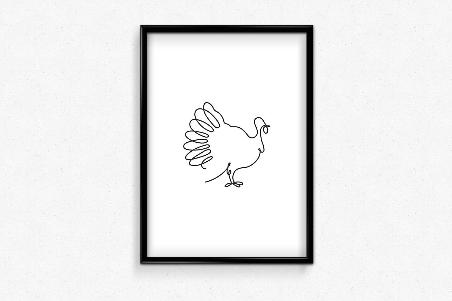 1500x1000 One Line Drawing Printable Turkey Art Turkey Silhouette Etsy
