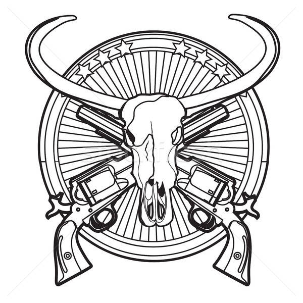 600x600 Wild West Badge Black And White Vector Illustration Gennady