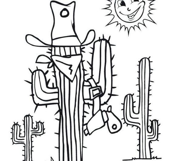 567x532 Wild West Cactus Antenna Coloring Sheets Free Coloring Pages