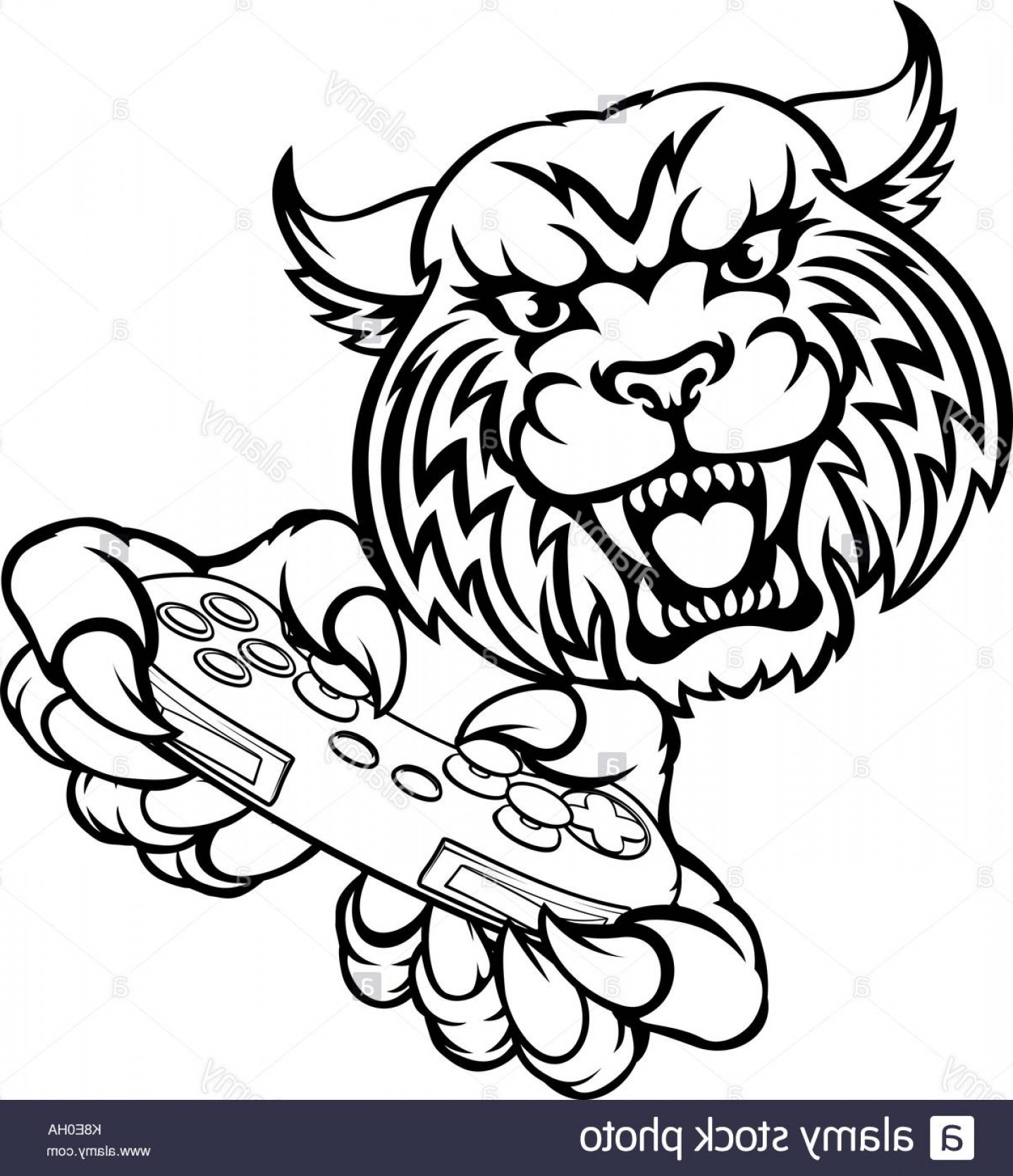 1437x1668 Stock Photo Wildcat Gamer Mascot Soidergi