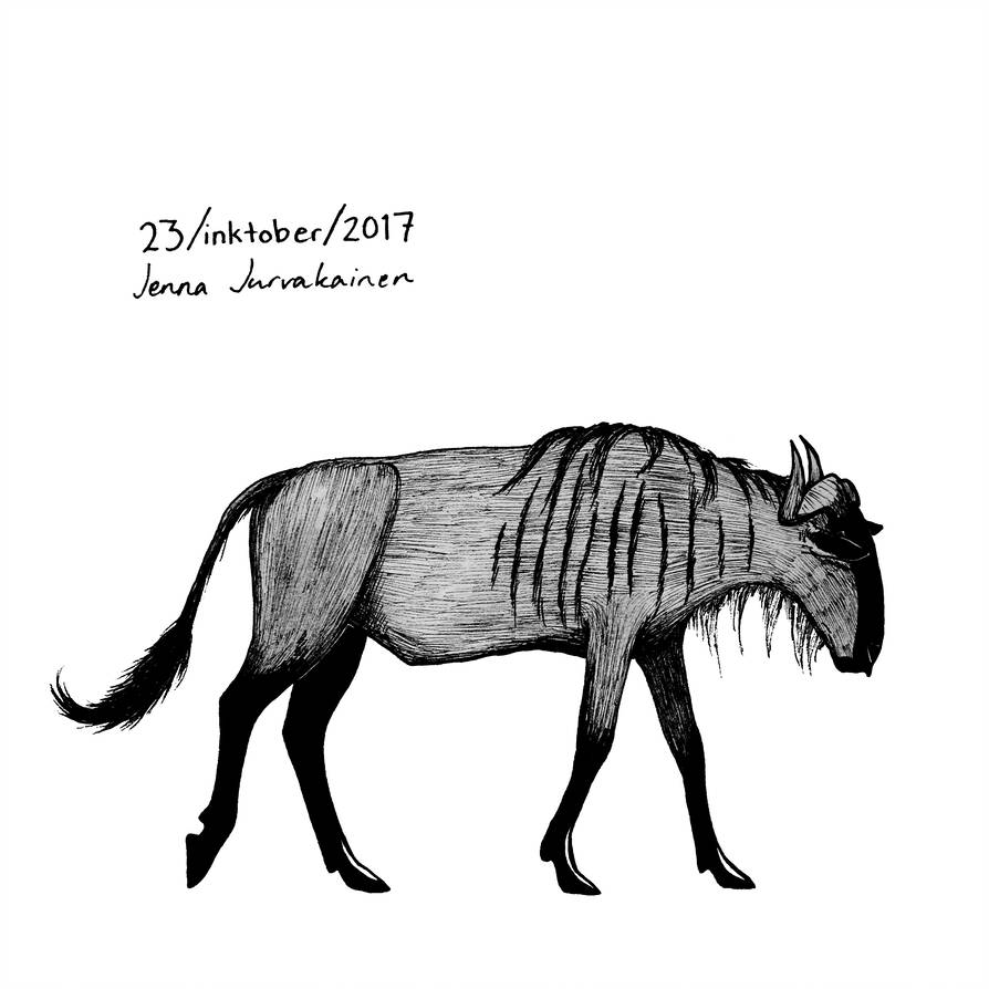 894x894 Blue Wildebeest Inktober