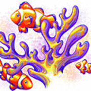 180x180 Ocean Wilderness Clownfish And Coral Reef Drawing