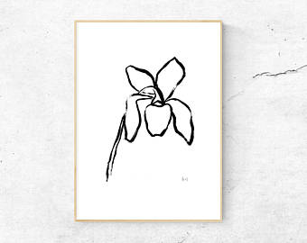 340x270 Magnolia Leaves Poster Digital Download Line Drawing Black Etsy