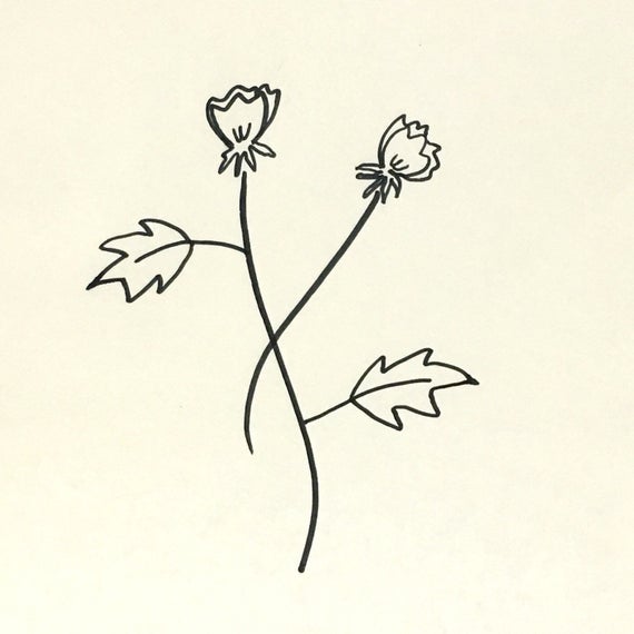 570x570 Wildflower Minimalist Abstract Wall Art Marker Drawing Etsy