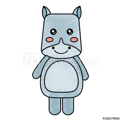 500x500 Cute Animal Hippo Standing Cartoon Wildlife Vector Illustration