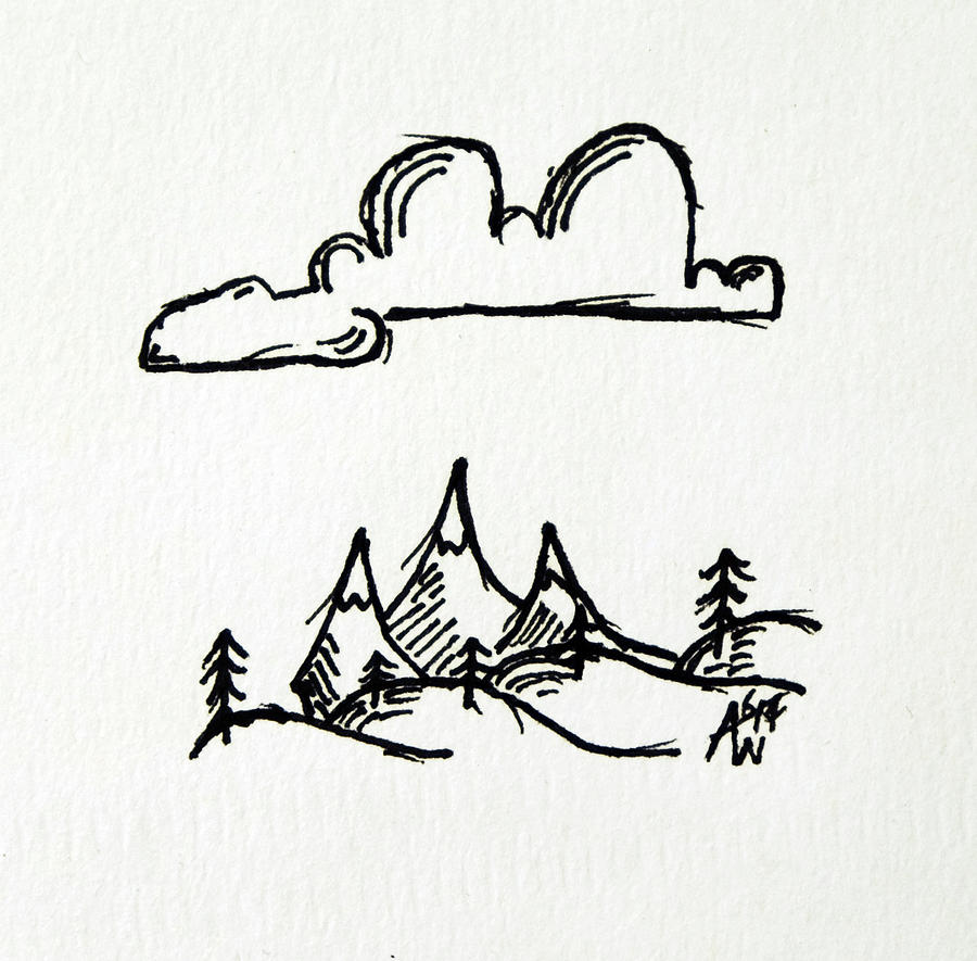 900x885 Mountains Drawing