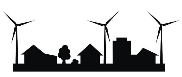 599x255 Cityscape, Wind Power Plan Art Print