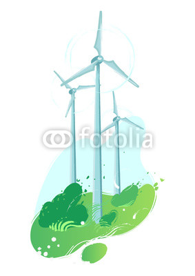 283x400 Spinning Wind Turbines In The Field With Leaves Blowig Out