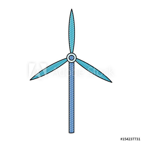 500x500 Drawing Wind Turbine Tower Energy Recycle Design Vector