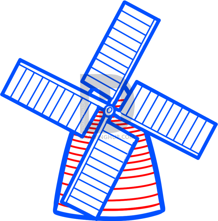 710x720 How To Draw A Windmill Easy, Step