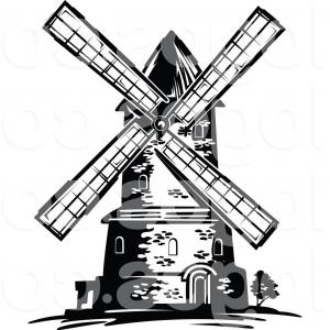 300x300 Sketch Of Windmill Landscape Vector Illustration Done In Graphic