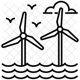 256x256 Windmill Landscape Icon Of Line Style