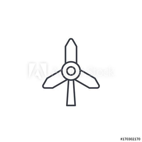 500x500 Windmill Energy Thin Line Icon Linear Vector Illustration