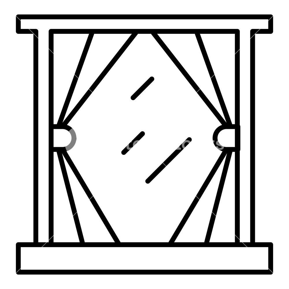 1000x1000 Cute Window Curtan Outline Cute Window Curtain Vector Icon