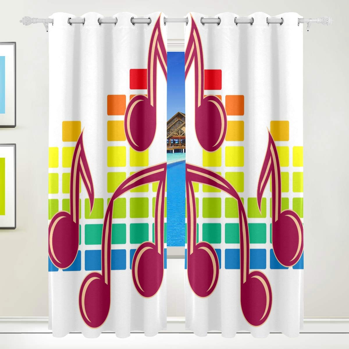 1200x1200 Deziro Note Drawing Polyester Window Curtains Room